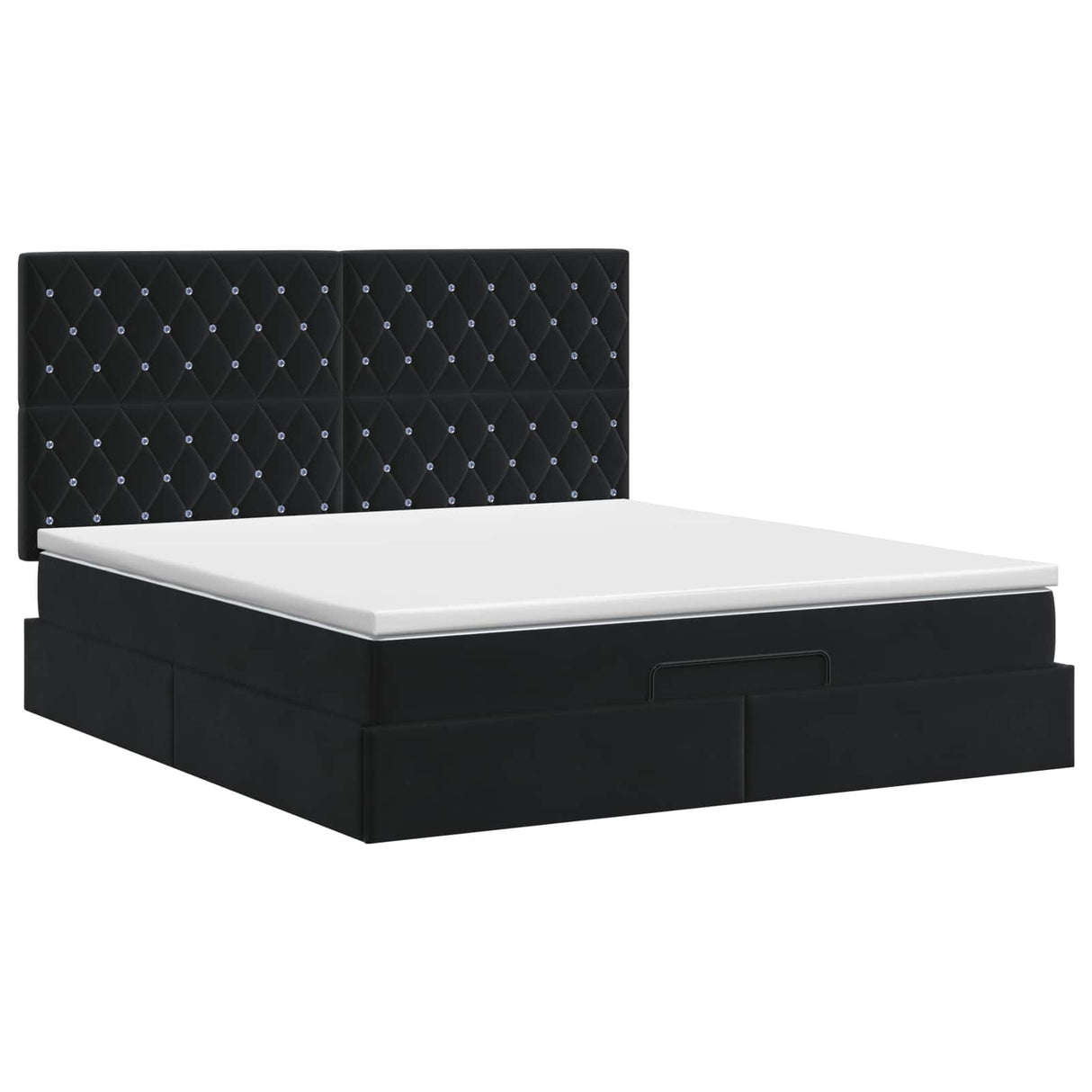 Ottoman Bed with Mattress Black 152 x 203 cm Velvet