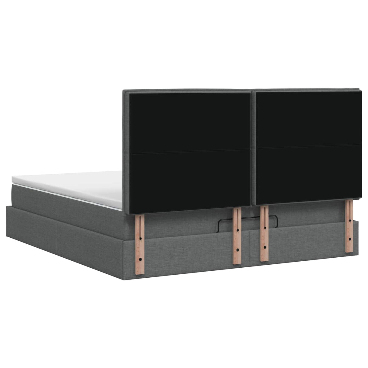 Ottoman Bed with Mattress and LED Dark Grey Queen Fabric