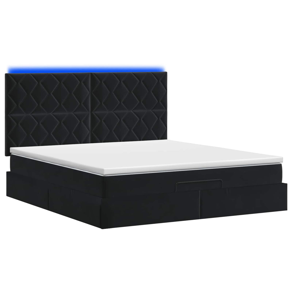 Ottoman Bed with Mattress and LED Black Double Velvet