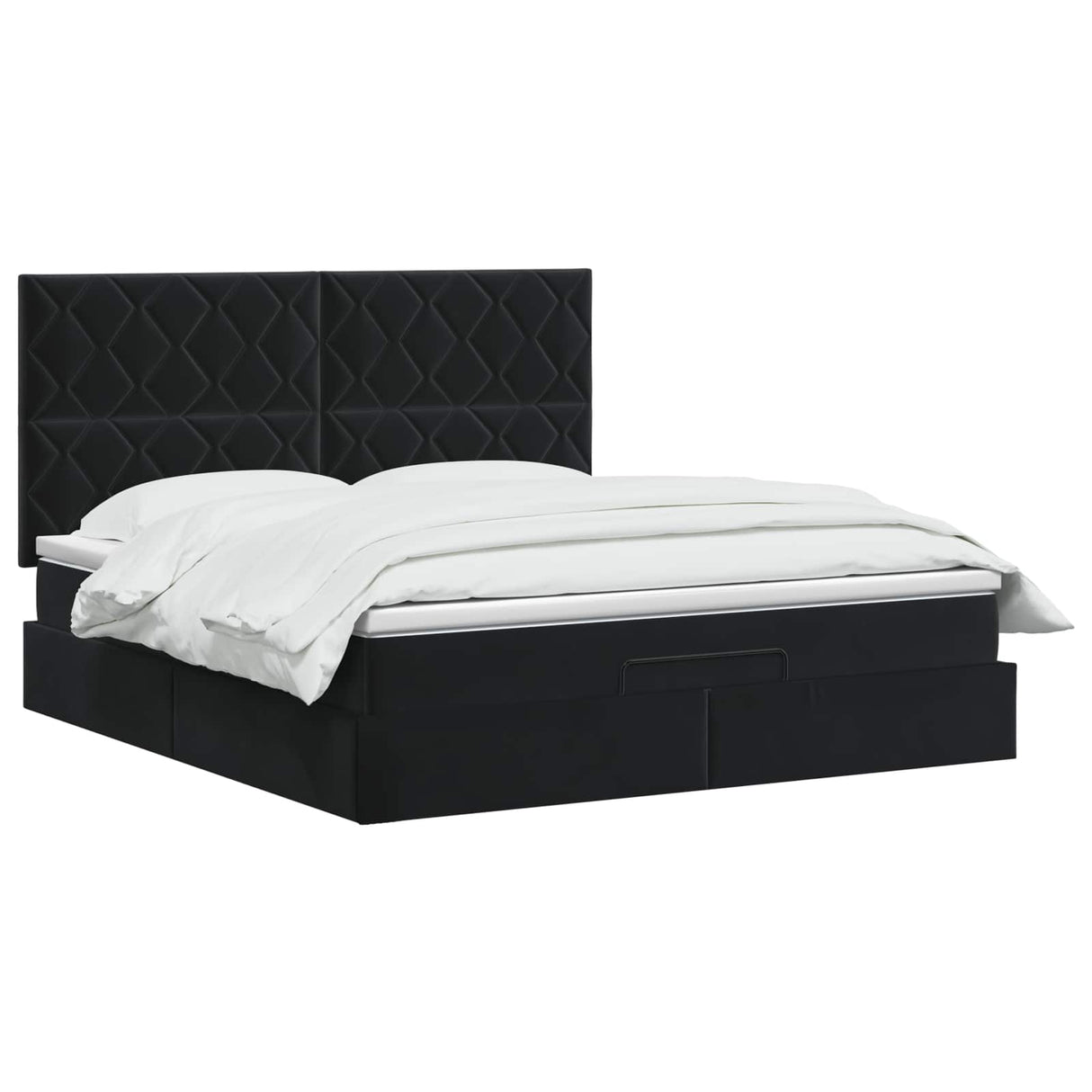 Ottoman Bed with Mattress and LED Black Double Velvet