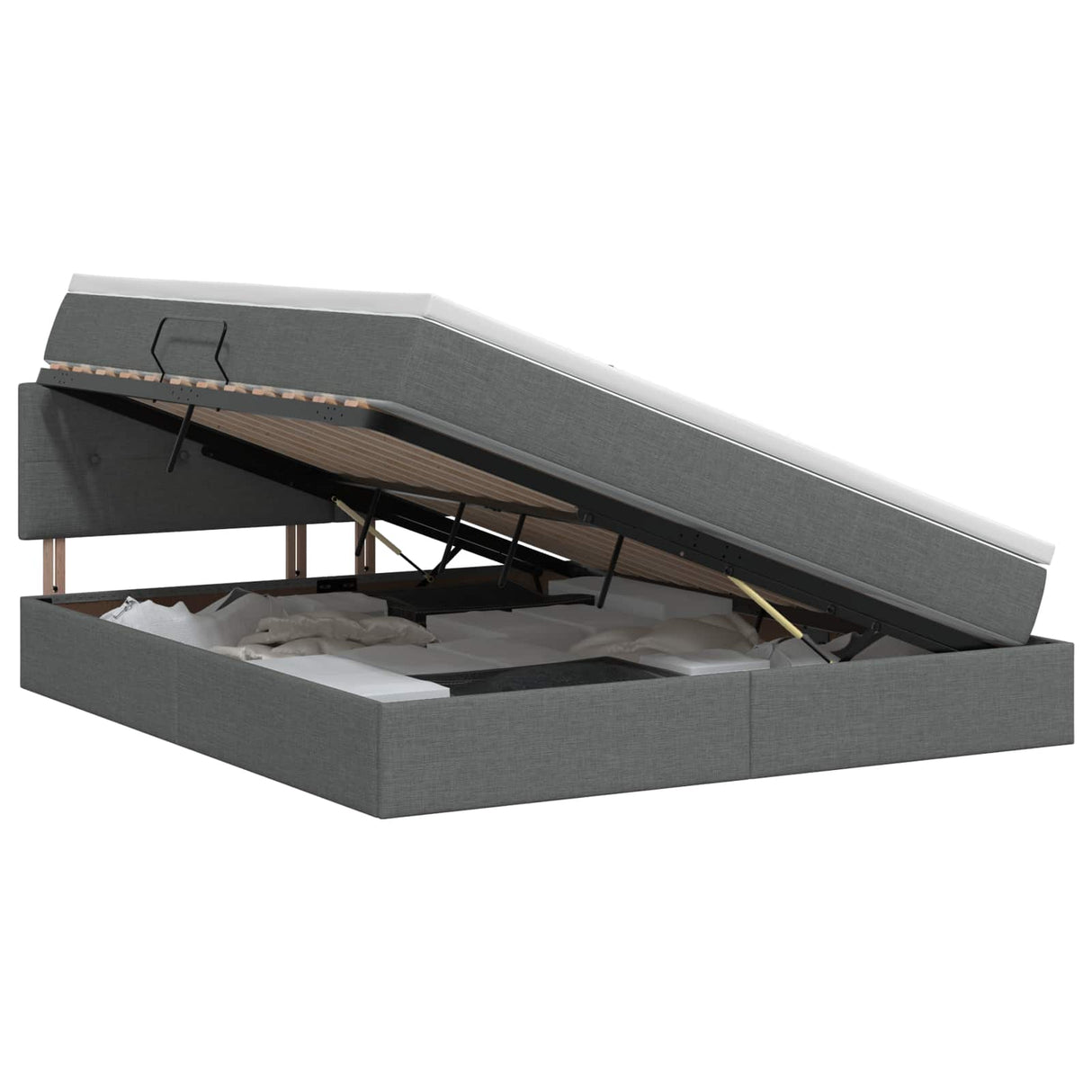 Storage Bed with Headboard 153 x 203 cm Fabric