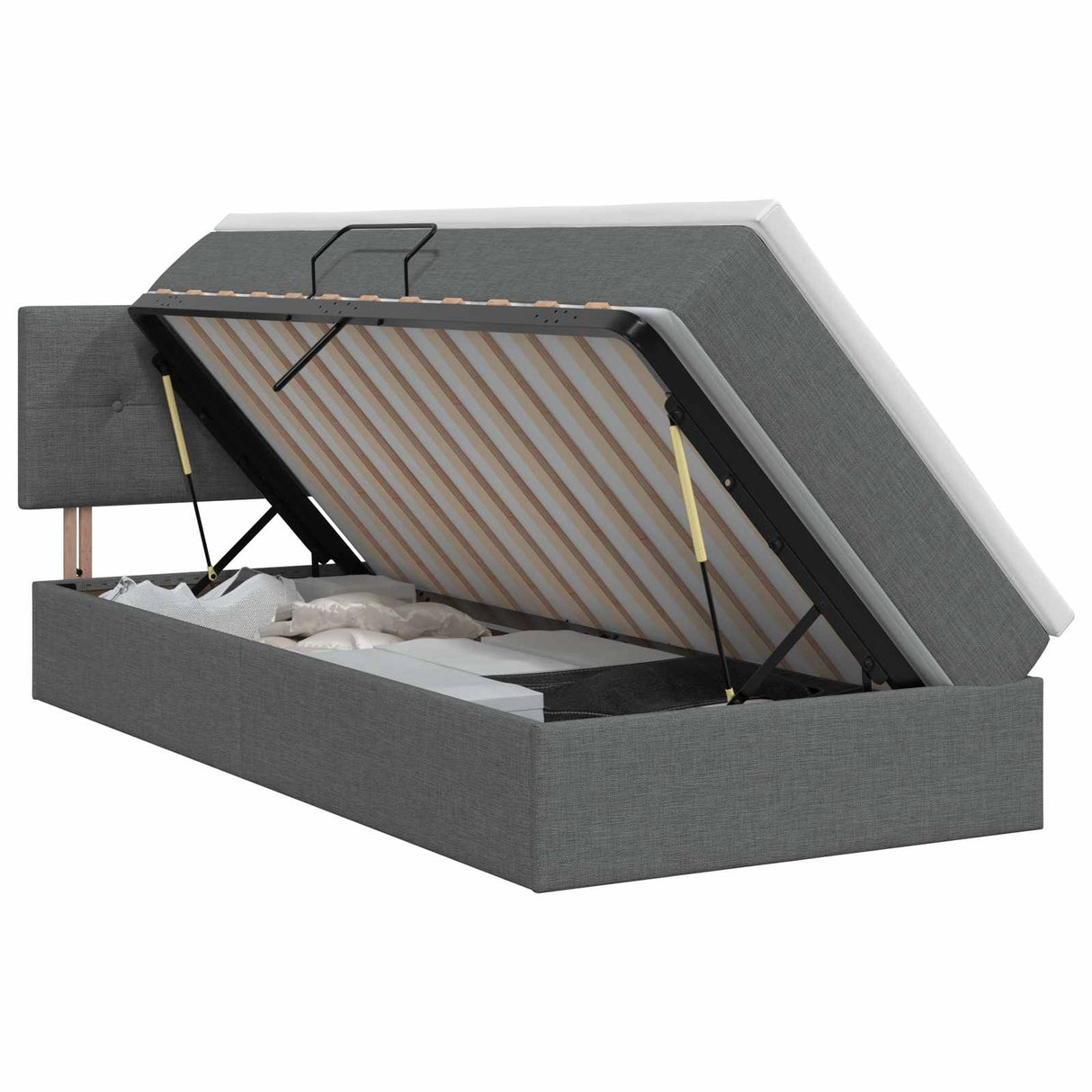 Storage Bed with Headboard 107 x 203 cm Fabric