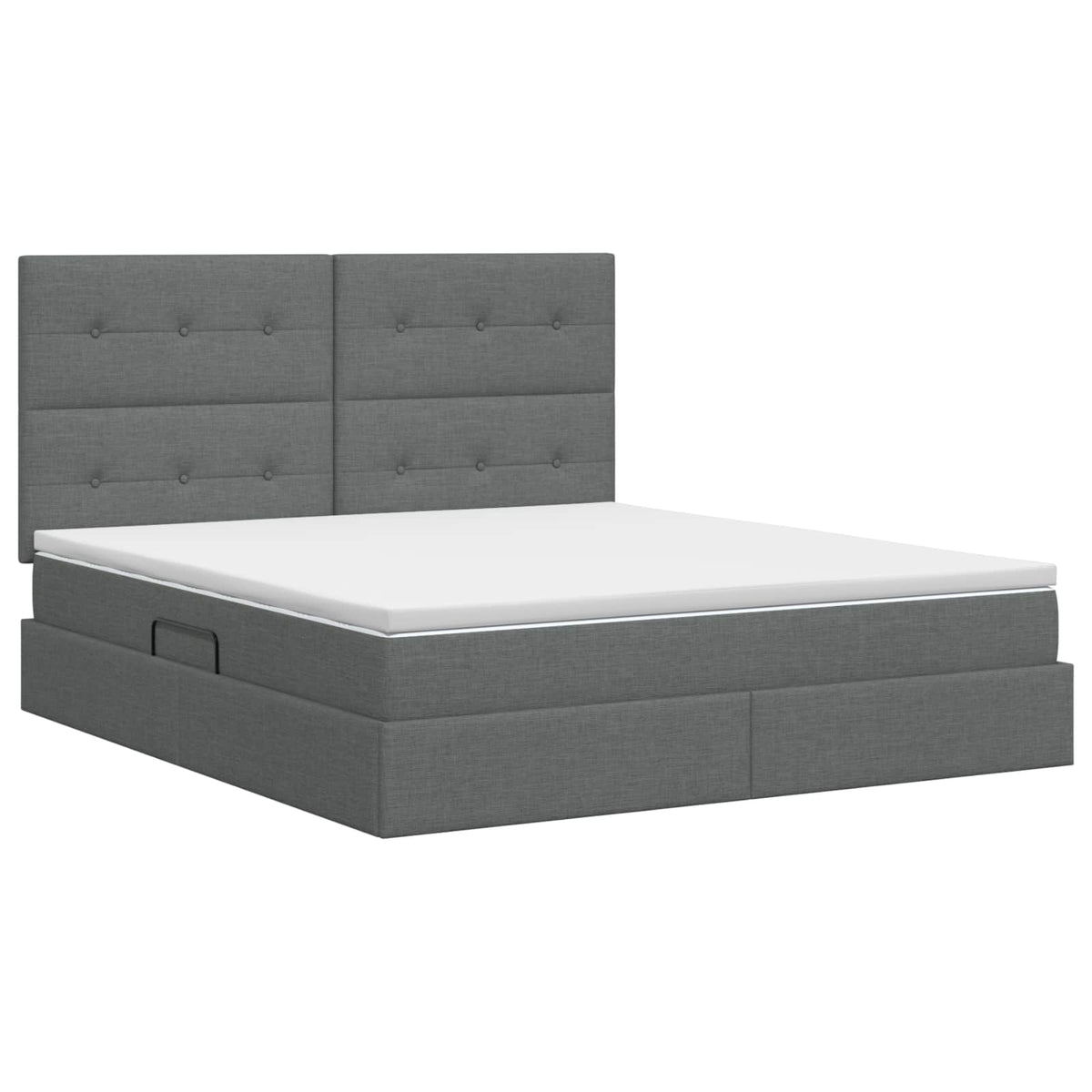 Storage Bed with Headboard with Storage Dark Grey Double Fabric