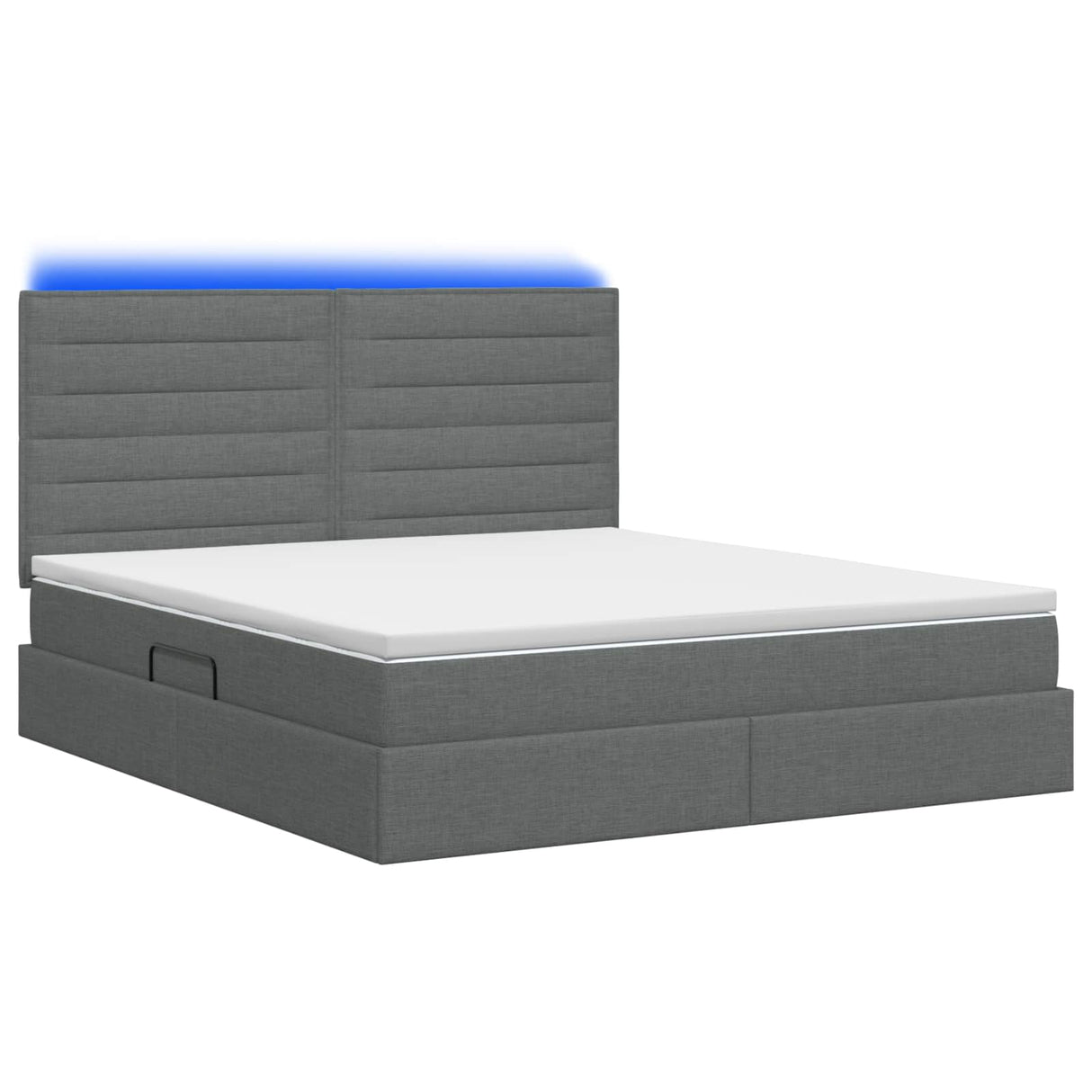 LED Storage Bed with Mattress Dark Grey 140 x 190 cm Fabric