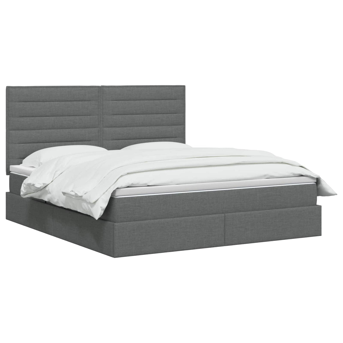 LED Storage Bed with Mattress Dark Grey 140 x 190 cm Fabric