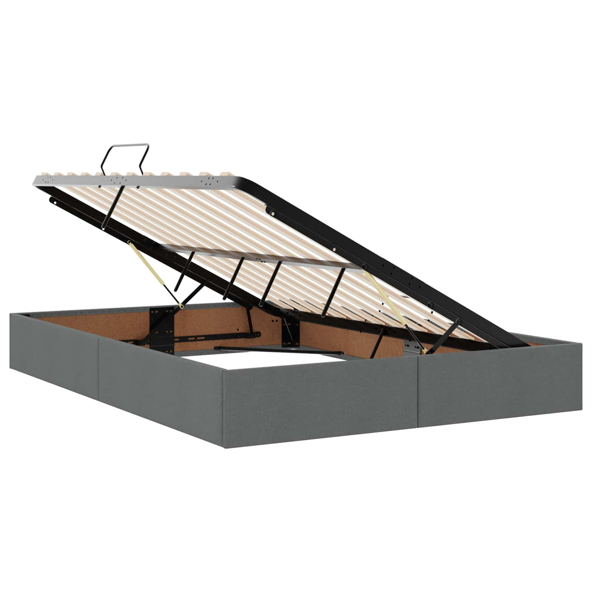 LED Storage Bed with Mattress Dark Grey 160 x 200 cm Fabric