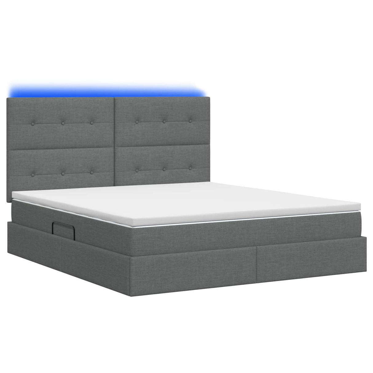 LED Storage Bed with Mattress Dark Grey 160 x 200 cm Fabric