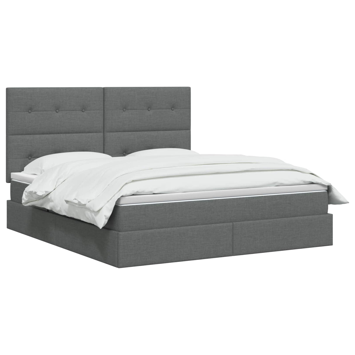 LED Storage Bed with Mattress Dark Grey 160 x 200 cm Fabric