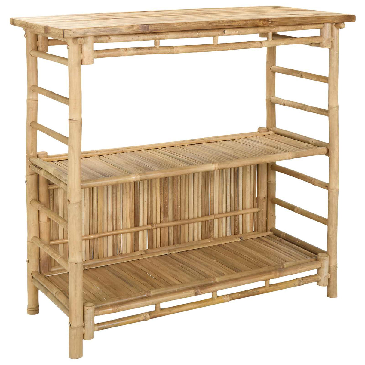 Outdoor Bar Table and Stools 3 pcs Natural Bamboo