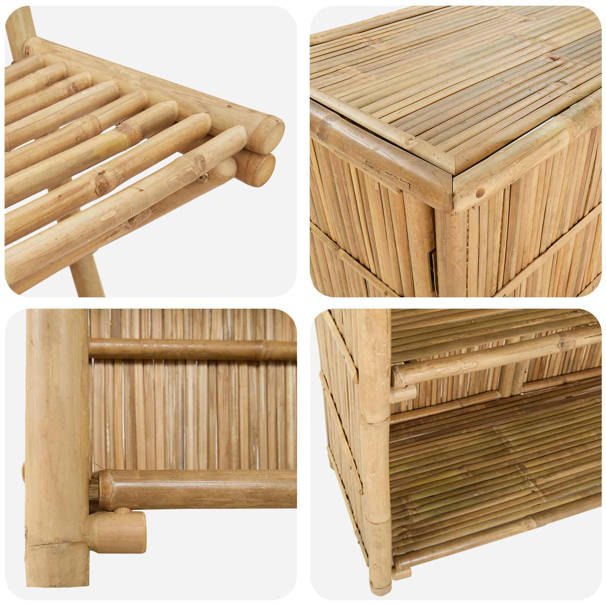 Outdoor Bar Table and Stools 3 pcs Natural Bamboo