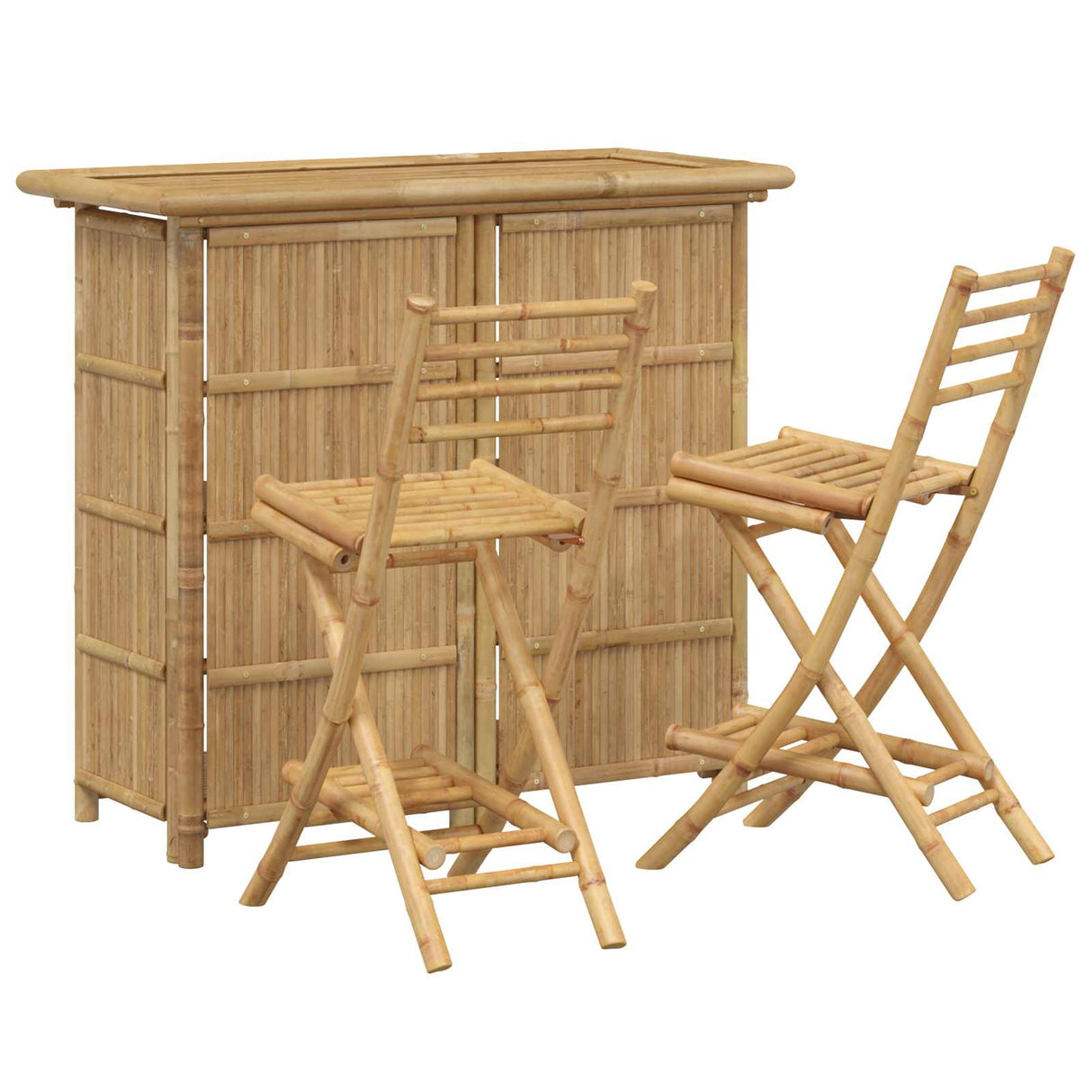 Outdoor Bar Table and Stools 3 pcs Natural Bamboo