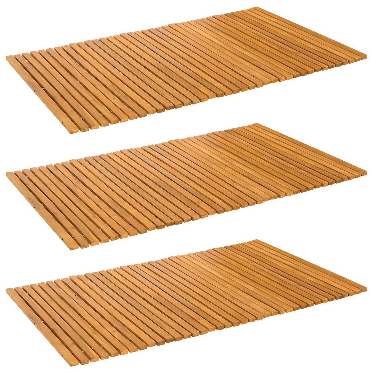 Bath Mat 3 pcs Natural 100 x 60 cm Solid Acacia Wood