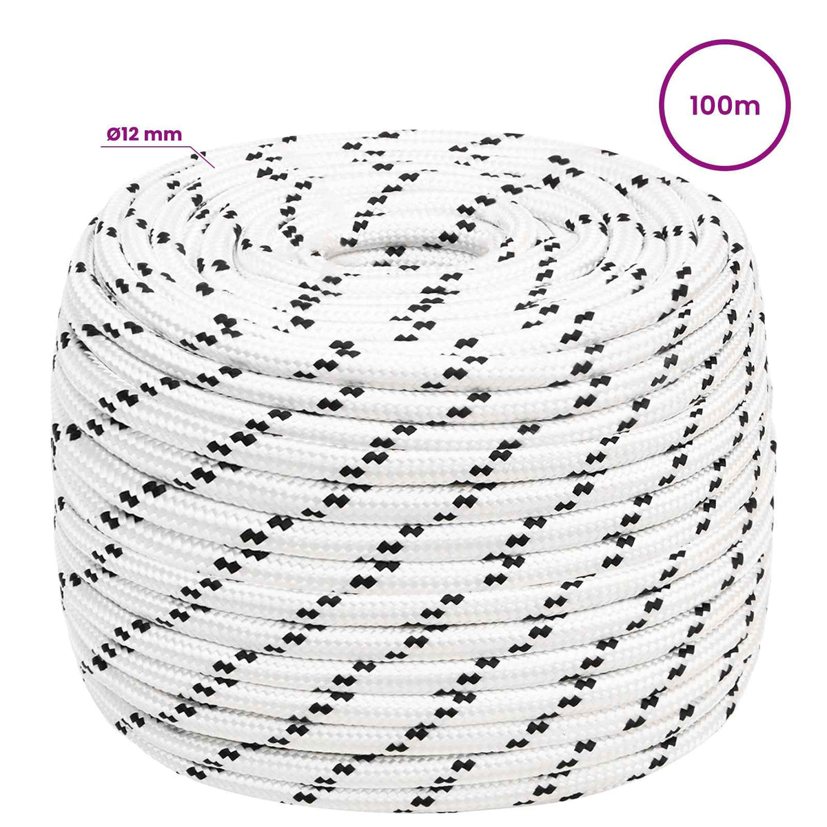 Multipurpose Utility Rope 12 mm 100 m White Polyester