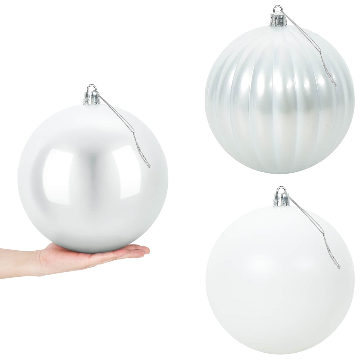 Christmas Ball Set XXL 3 pcs White Ø 25 cm Plastic