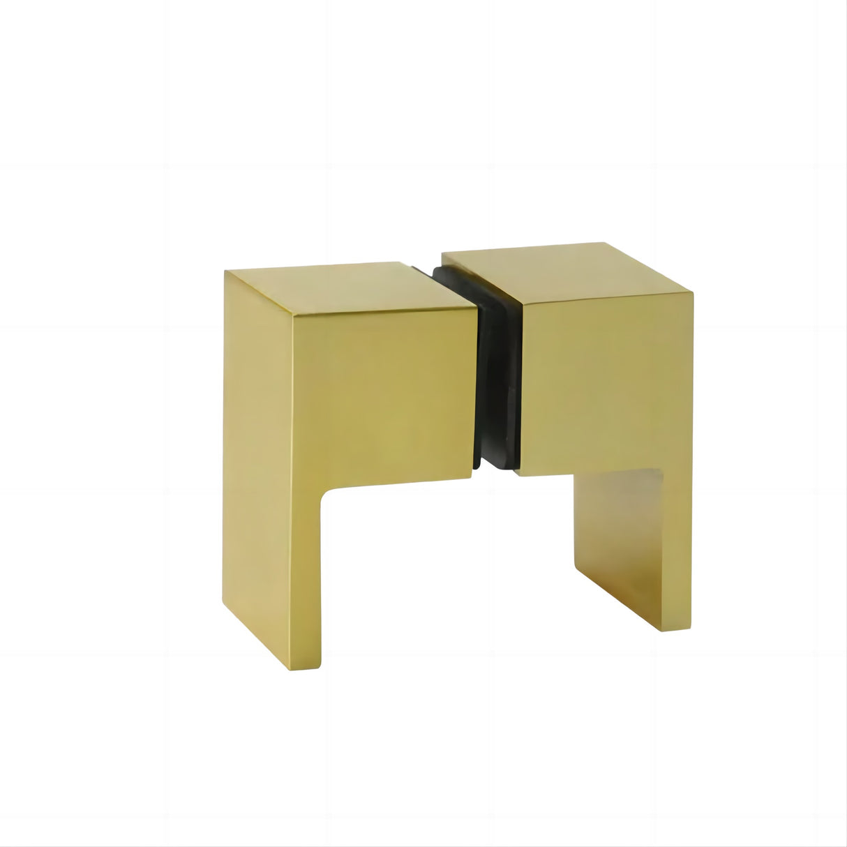 110x80cm Corner Frameless Shower Screen with Gold Wall Channel and Floor F-Bracket and Brass Hinges, Square Double Pull Handle