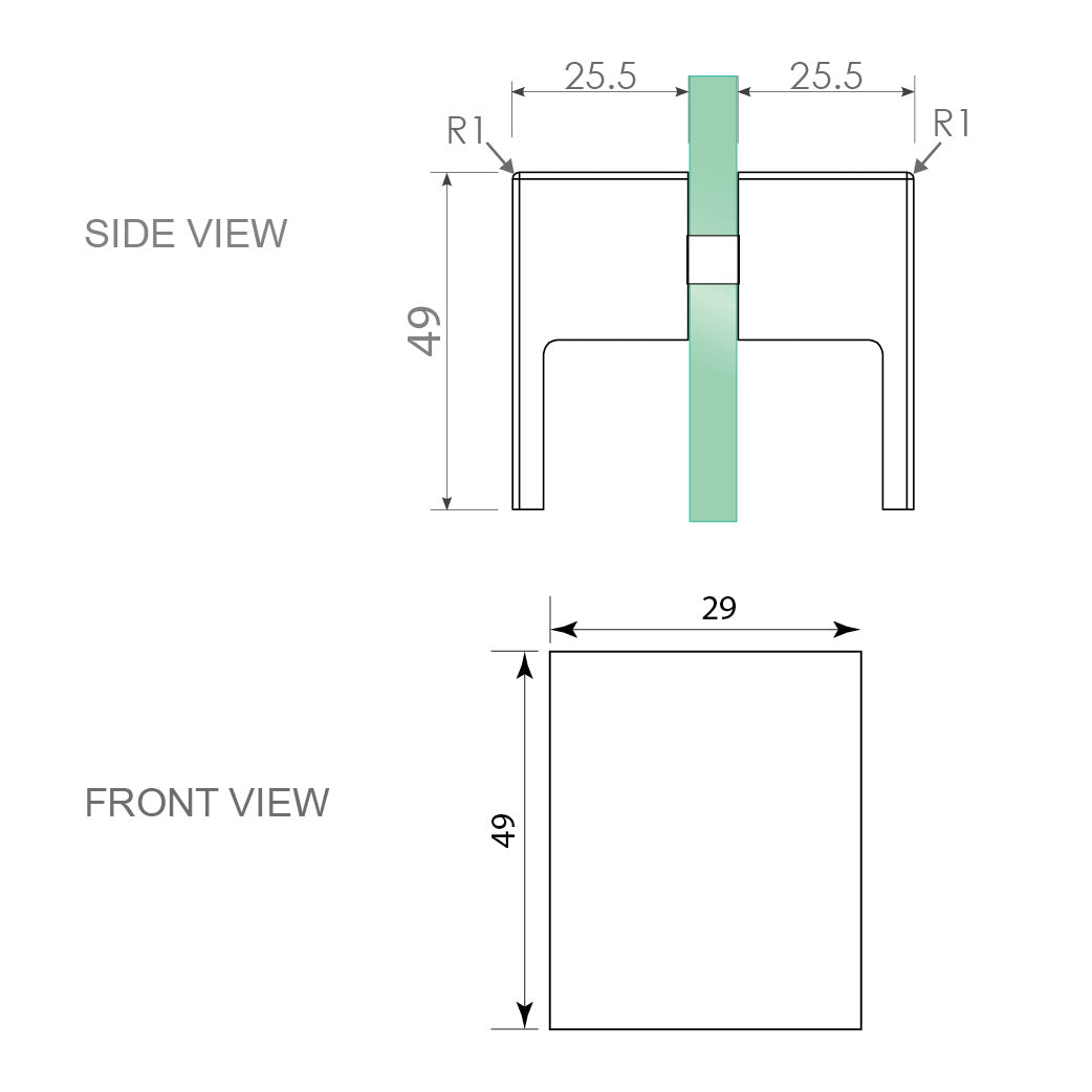 120x90cm Corner Frameless Shower Screen with Gunmetal F-Brackets and Brass Hinges, Square Double Pull Handle