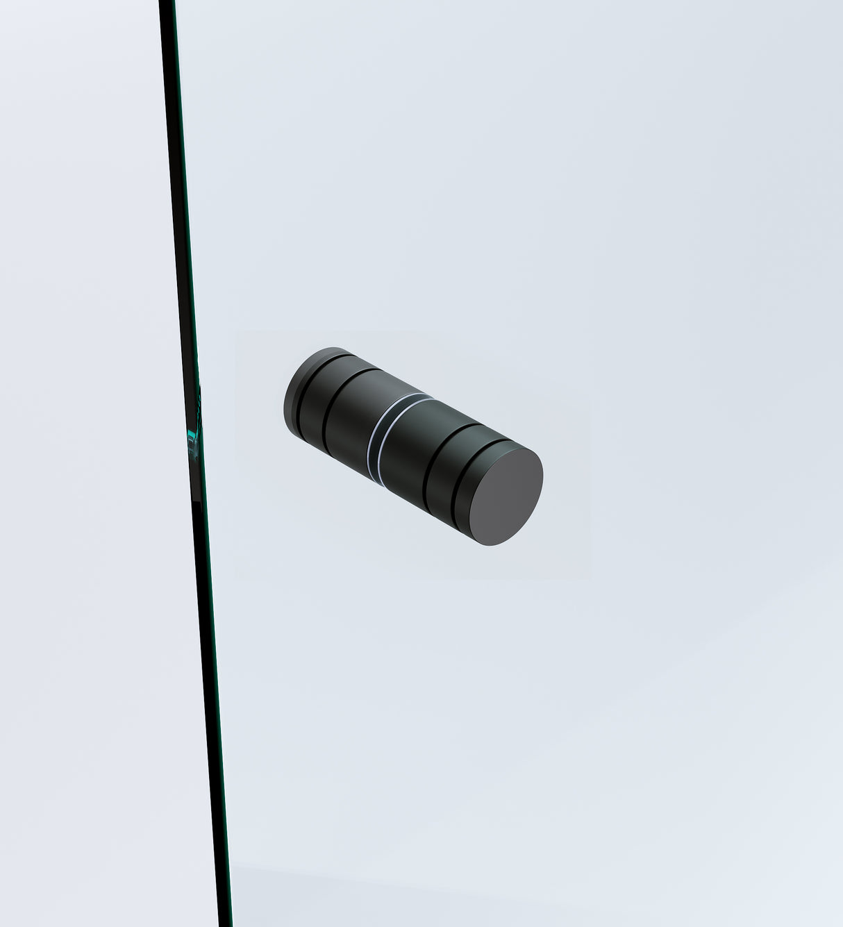 100x80cm Black Corner Frameless Shower Screen with Wall Channel and Floor Channel Brackets, Stainless Steel Hinges & Round Knob Handle