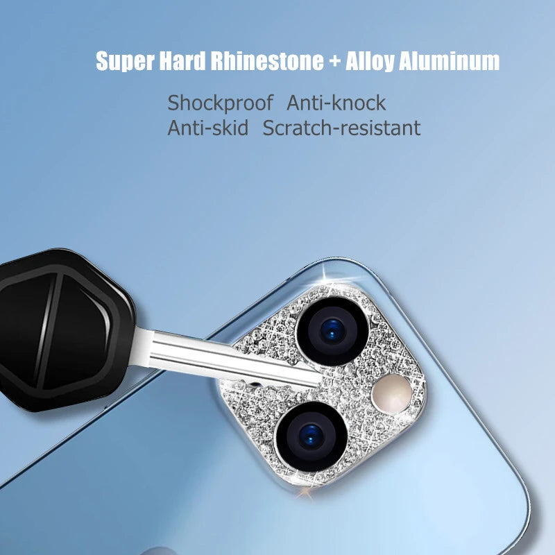Diamond Metal Camera Lens Protector Glass For iPhone 11 14 15 Pro Max Plus 13 12 Mini Plus Full Cover Camera Lens Protector Case