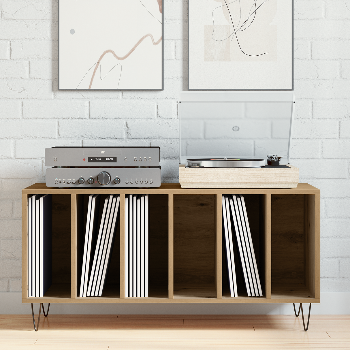 Record Cabinet Artisan oak 100 x 38 x 48 cm Engineered Wood