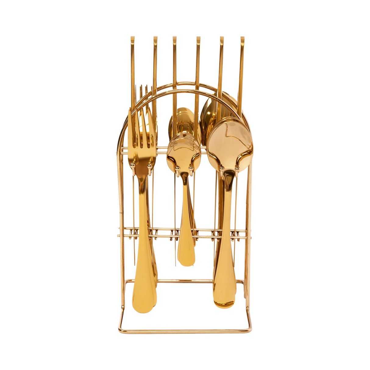 Tableware 24PC Gold Cutlery Set SS304 Household Knife Fork Spoon Kitchen with Storage Rack Dinner Service