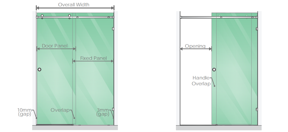 150cm Frameless Glass Sliding Shower Door – With White Rail and U-Brackets for Modern Bathrooms