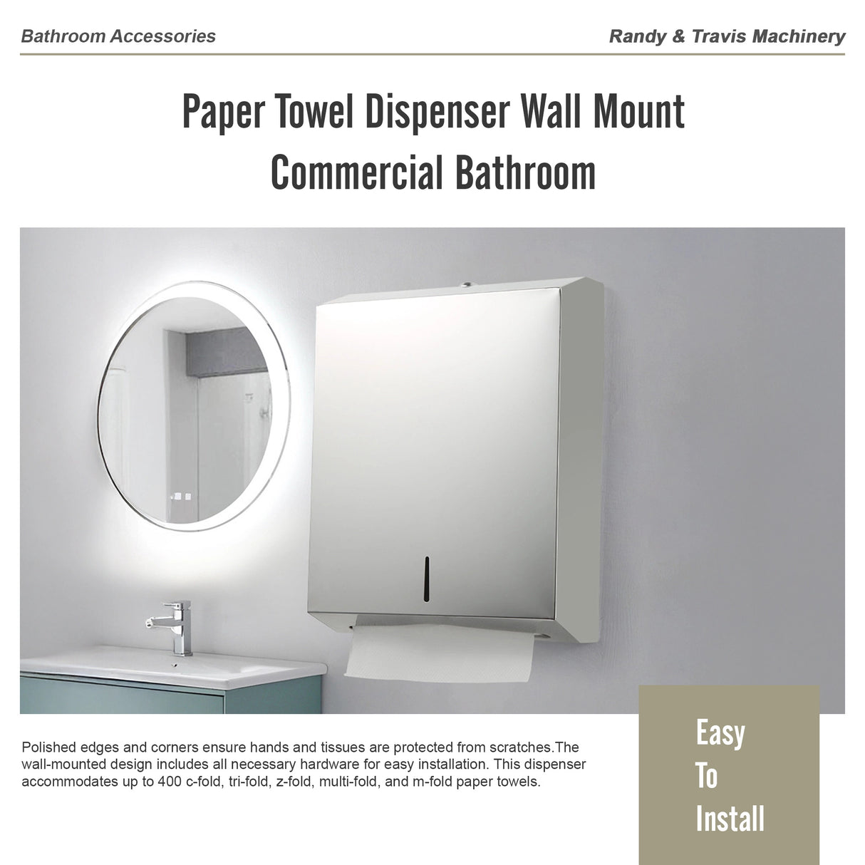 Paper Towel Dispenser Wall Mount Commercial Bathroom