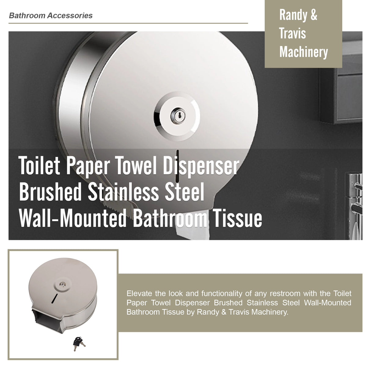 Brushed Stainless Steel Wall Mounted Toilet Paper Towel Dispenser