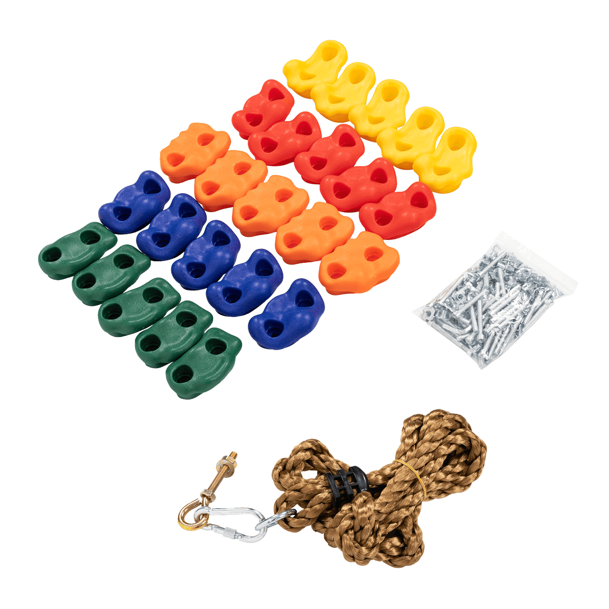 Jungle Gym Rock Climbing Holds Kids Wall Mounting Hardware Knotted Rope 25 Handles Playground