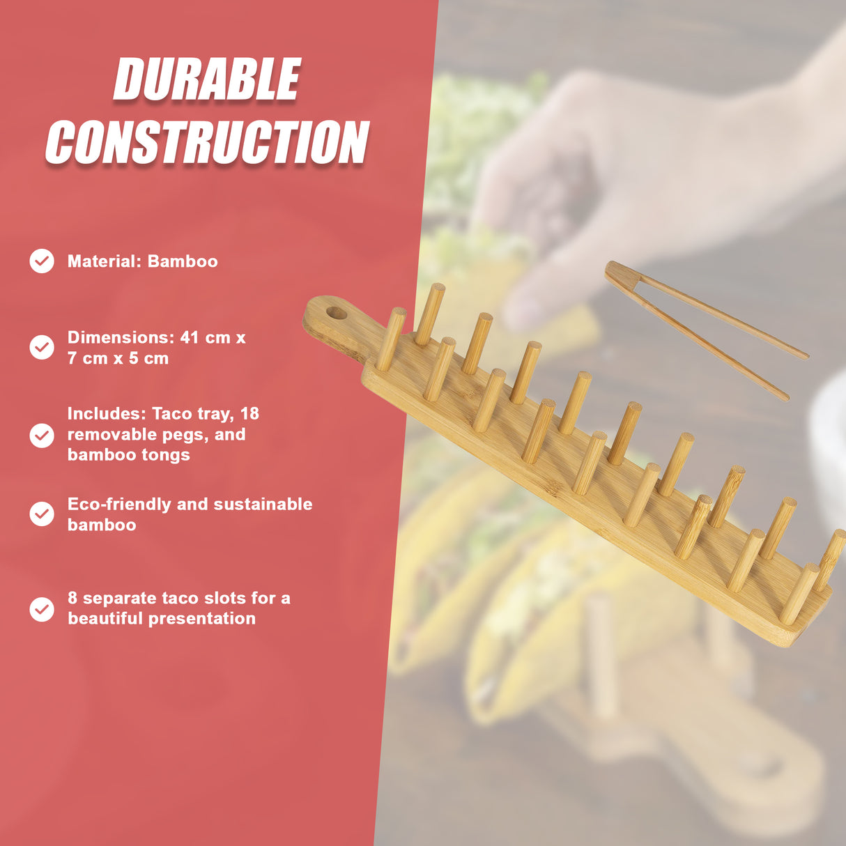 Taco Tray Holder Food Charcuterie Kitchen Gift