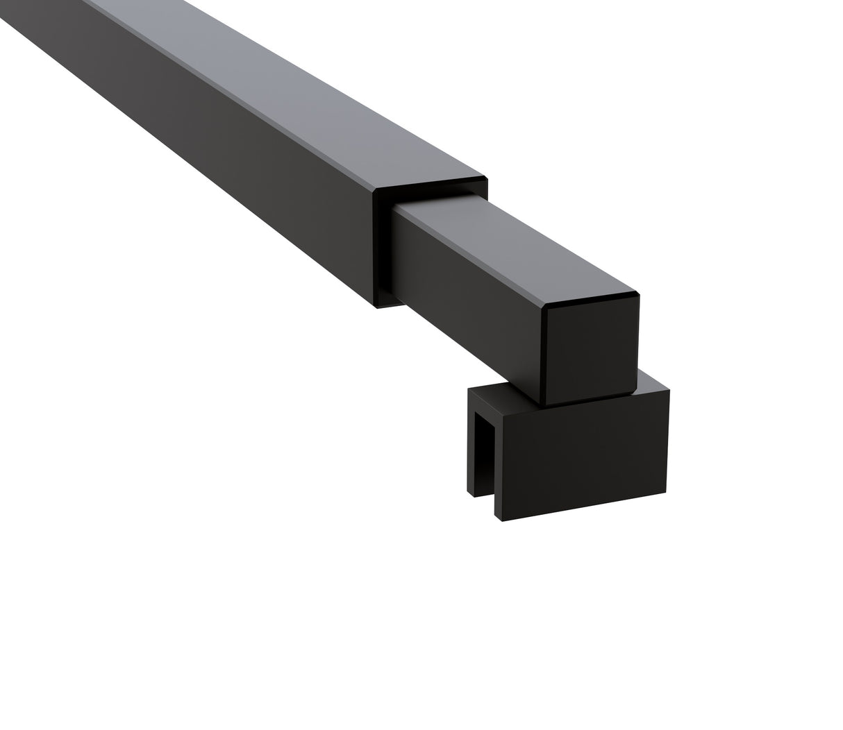 80x210cm Glass Shower Screen with Black U-Brackets and Square Pole