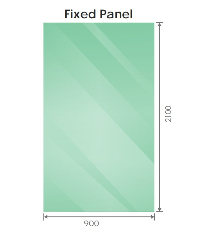 90x210cm Glass Shower Screen with Black U-Brackets and Floor U-Bracket