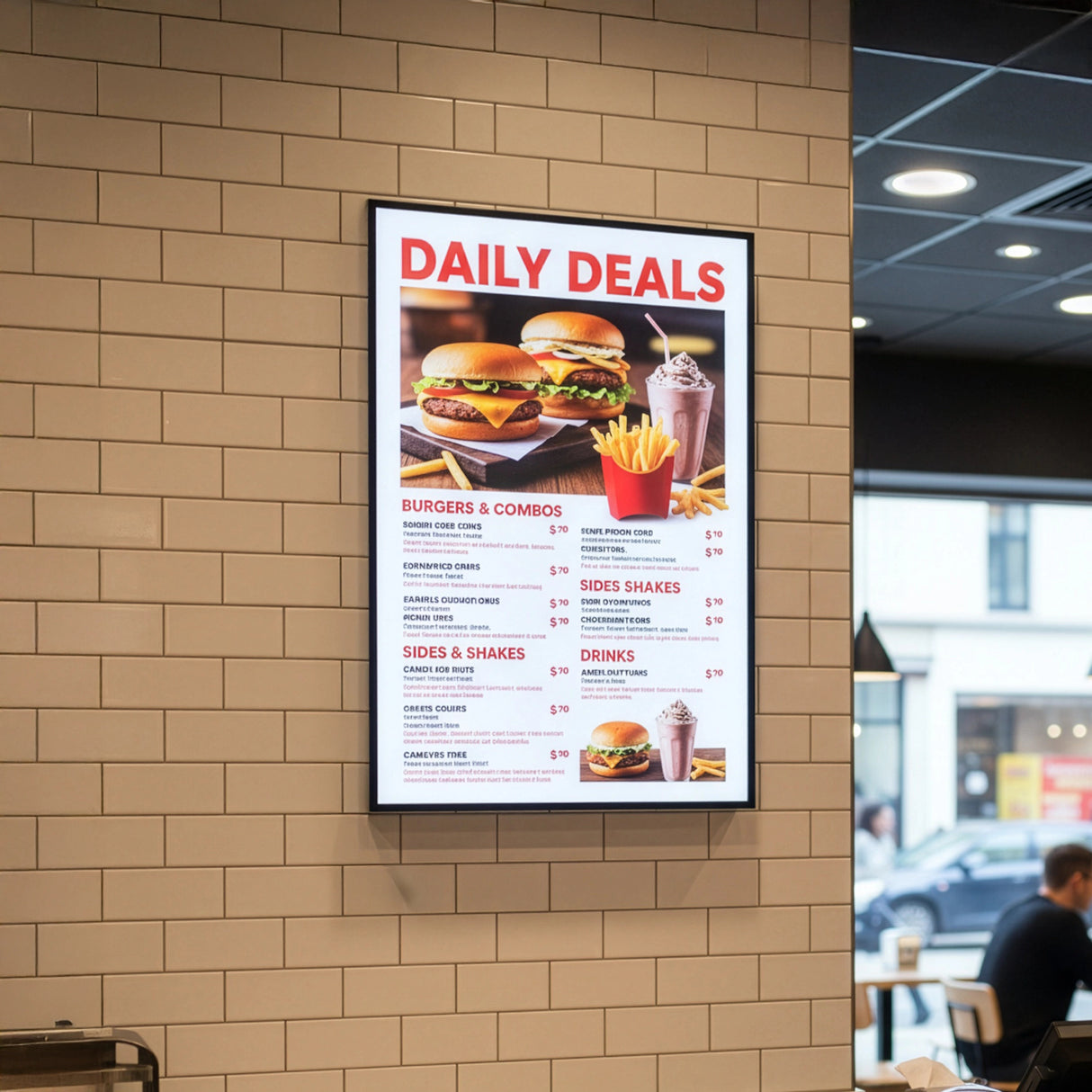 A1 LED Slim Advertising Lightbox Sign Wall-Mounted Poster Board Menu Frame