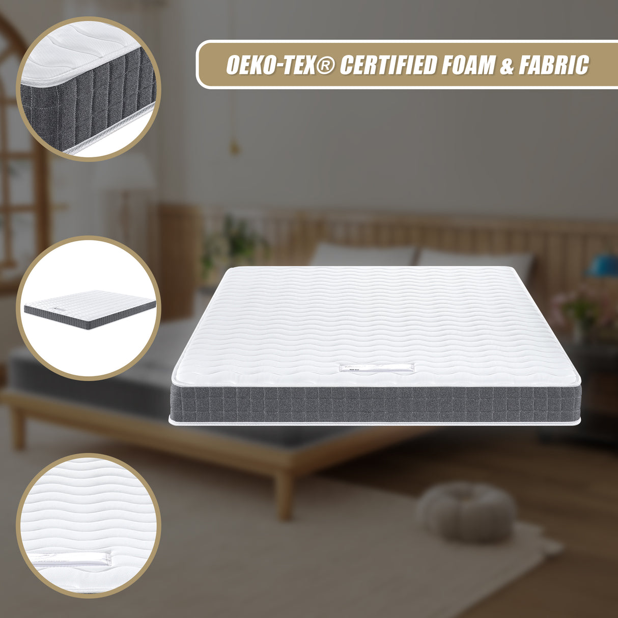 Queen Memory Foam Mattress – OEKO-TEX® Textile & CertiPUR-US® Certified Foam