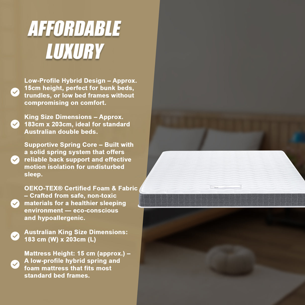 King Memory Foam Mattress – OEKO-TEX® Textile & CertiPUR-US® Certified Foam