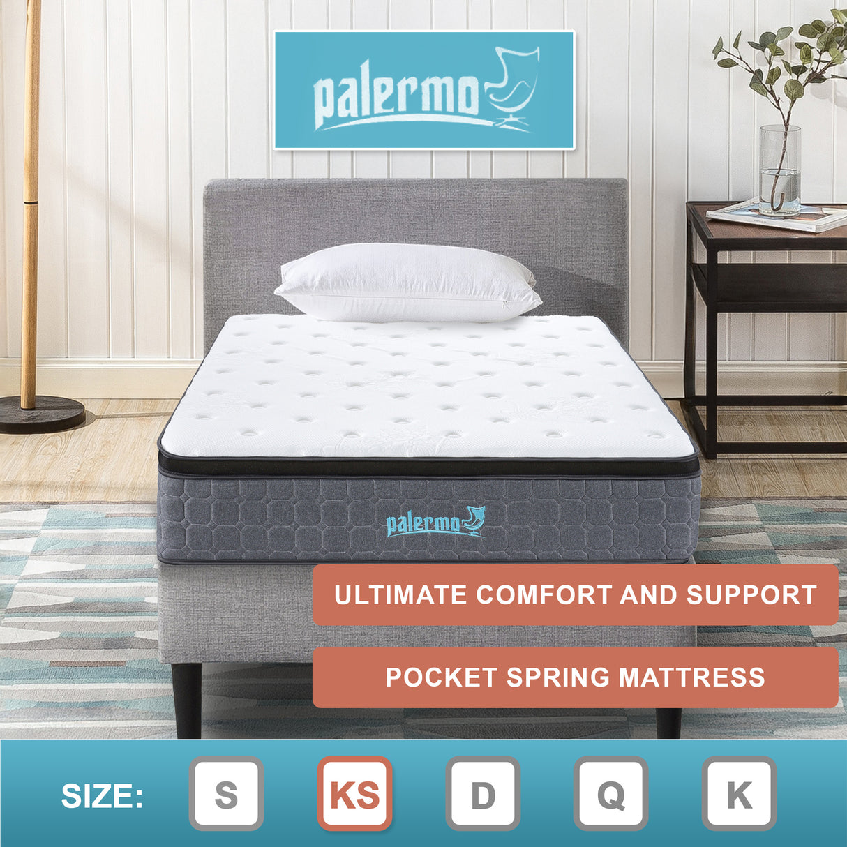 King Single Euro Top Pocket Spring Mattress – Motion Isolation Comfort with CertiPUR-US® Certified Foam Layers