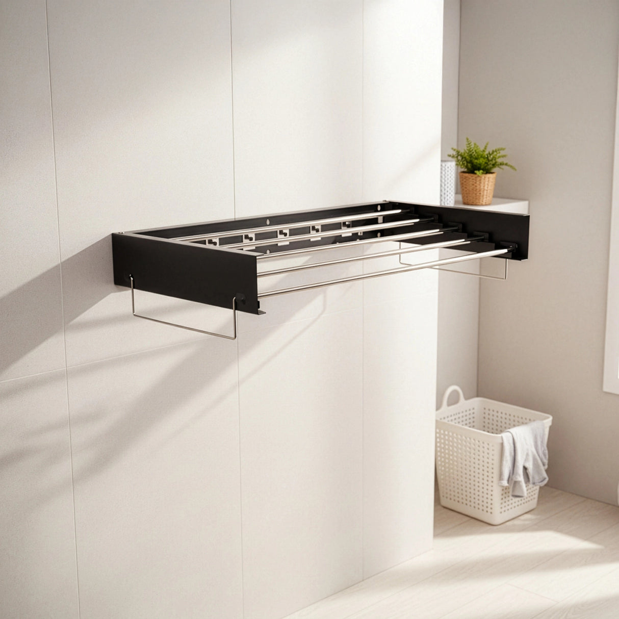 Collapsible Laundry Drying Rack – Wall Mounted Clothes Airer for Indoor or Outdoor