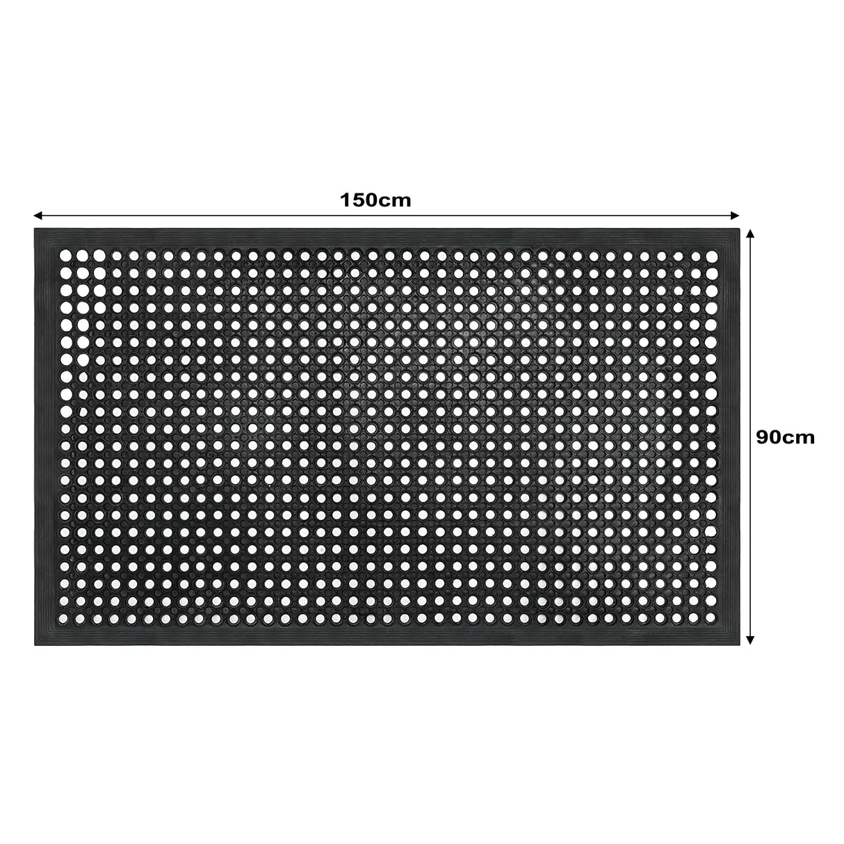 Heavy Duty Floor Mat Anti Fatigue Kitchen Bar Rubber Drainage Black