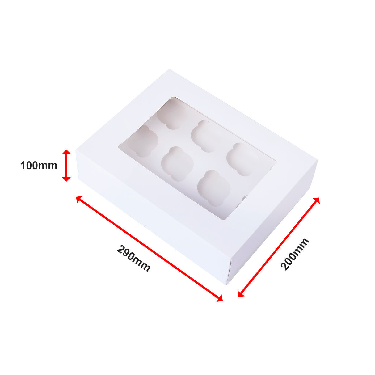 50pcs Cupcake Boxes 12-Hole Laminated Clear Window Face Boxes Favour