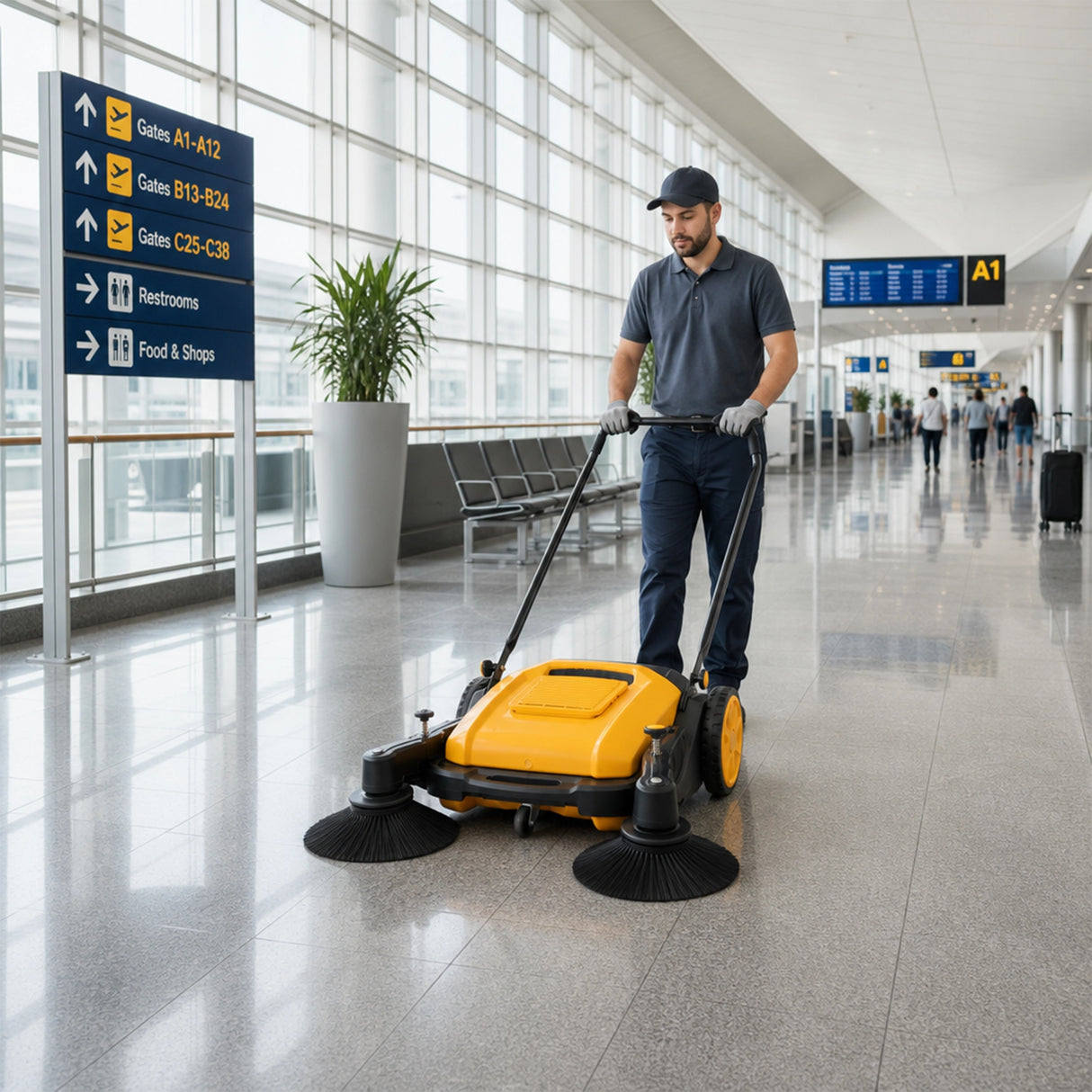 55L Floor Sweeper Industrial Hand Push Outdoor Manual