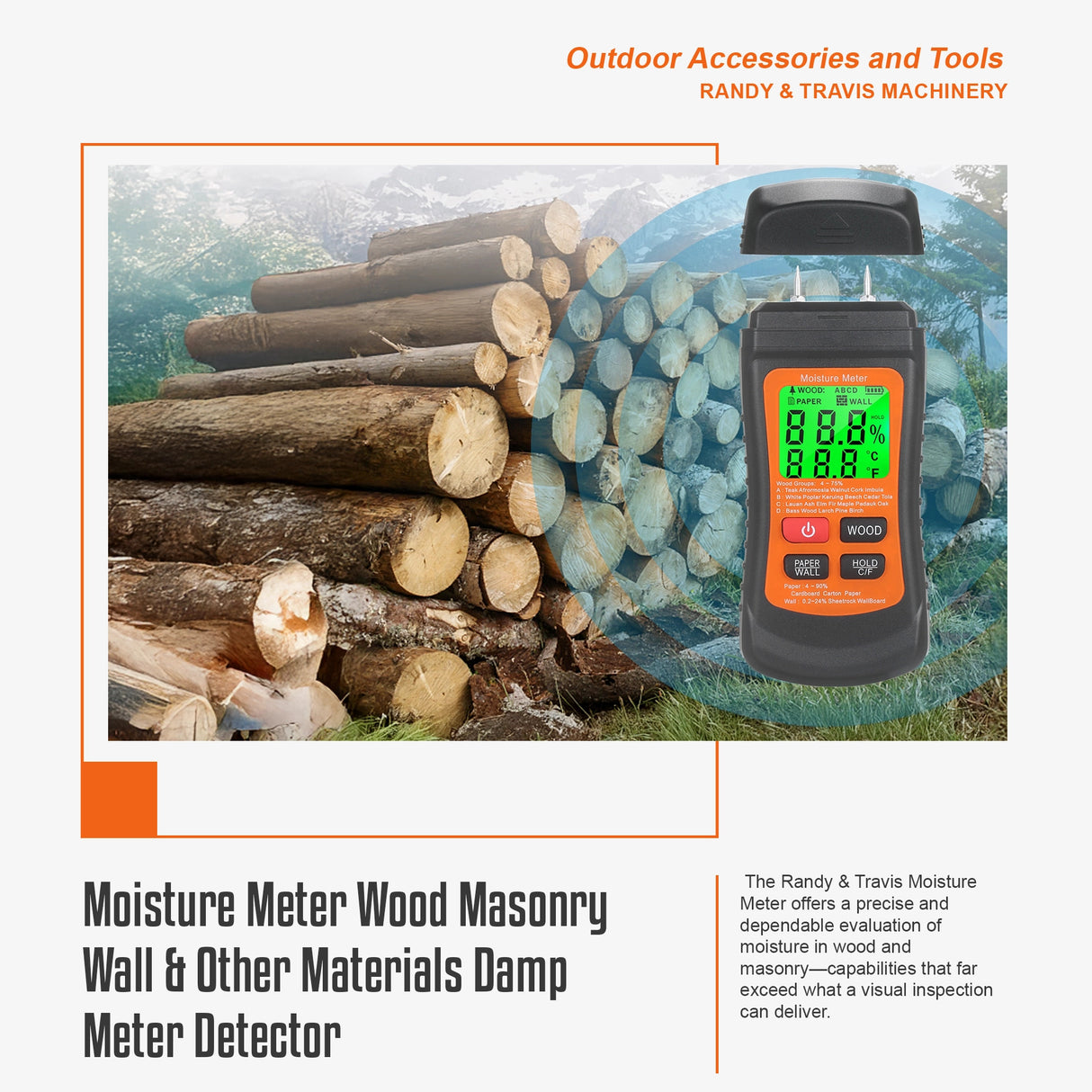 Moisture Meter Wood Masonry Wall & Other Materials Damp Meter Detector