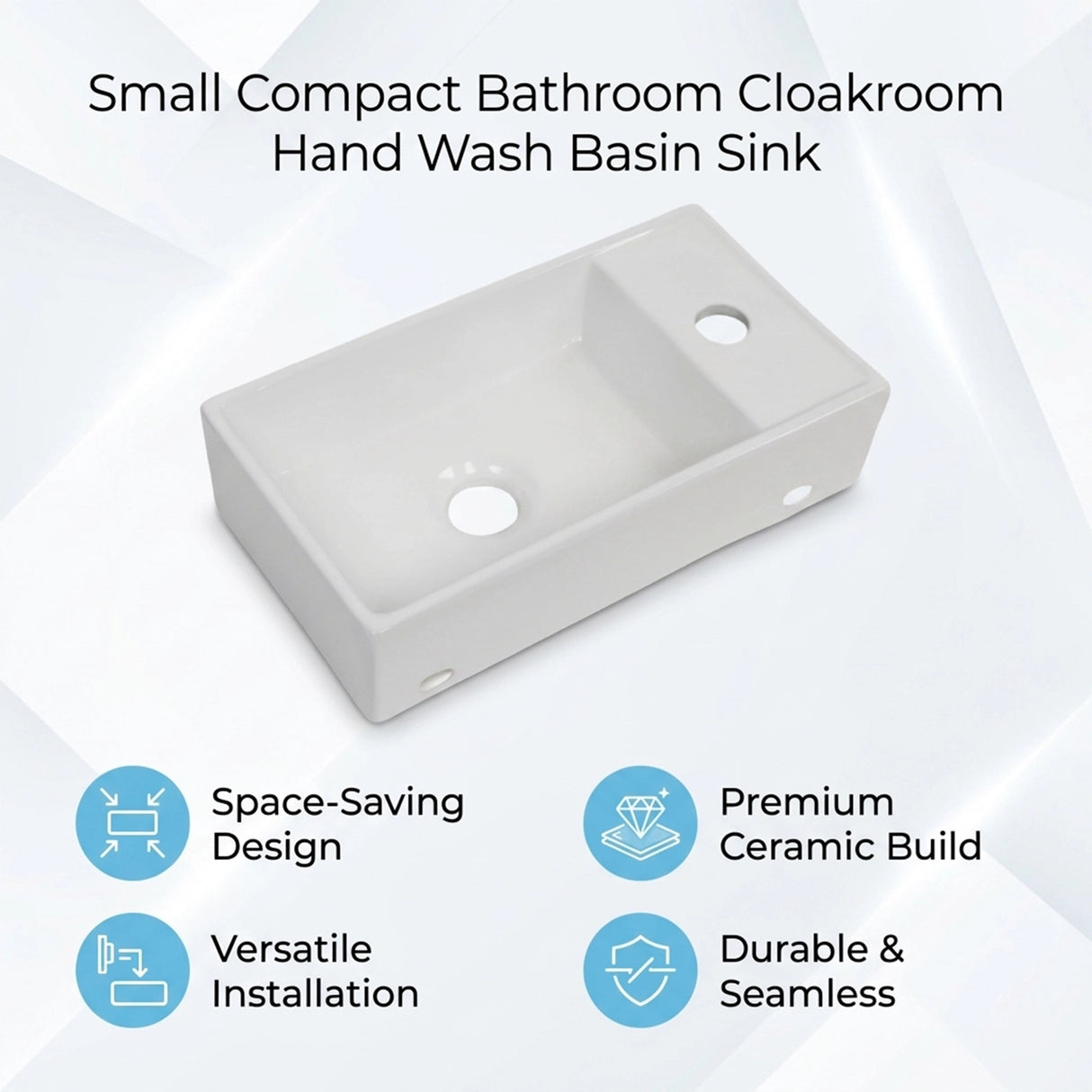 Small Compact Bathroom Cloakroom Hand Wash Basin Sink Ceramic Wall Hung
