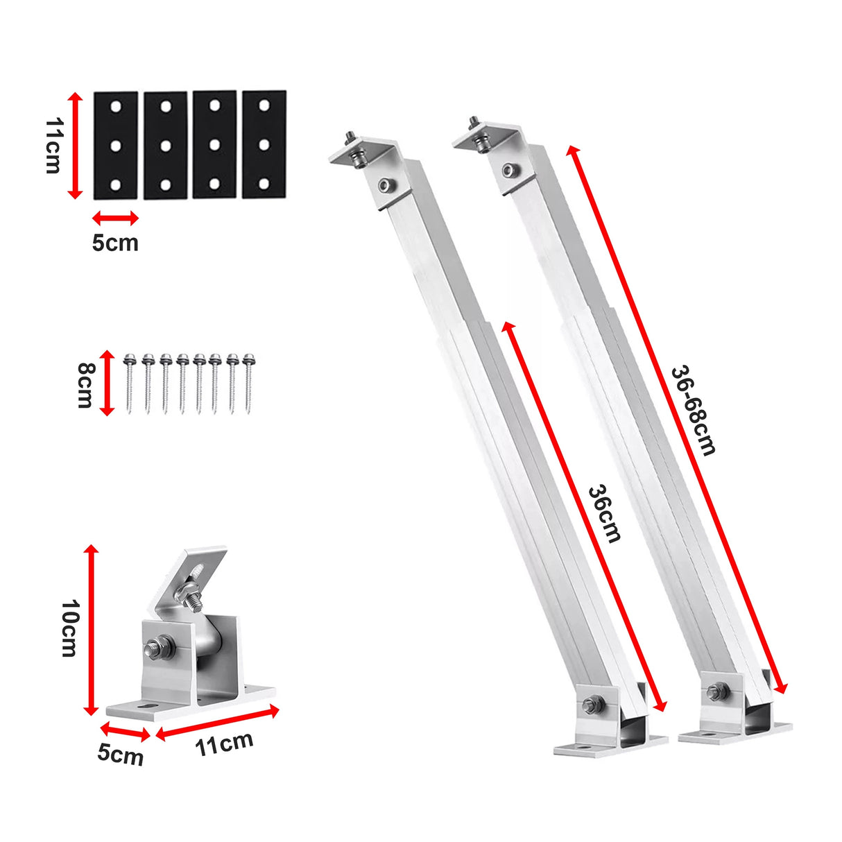 Adjustable Solar Panel Tilt Mount Brackets Kit – Roof, Ground & Boat Mounting System for Secure Installation