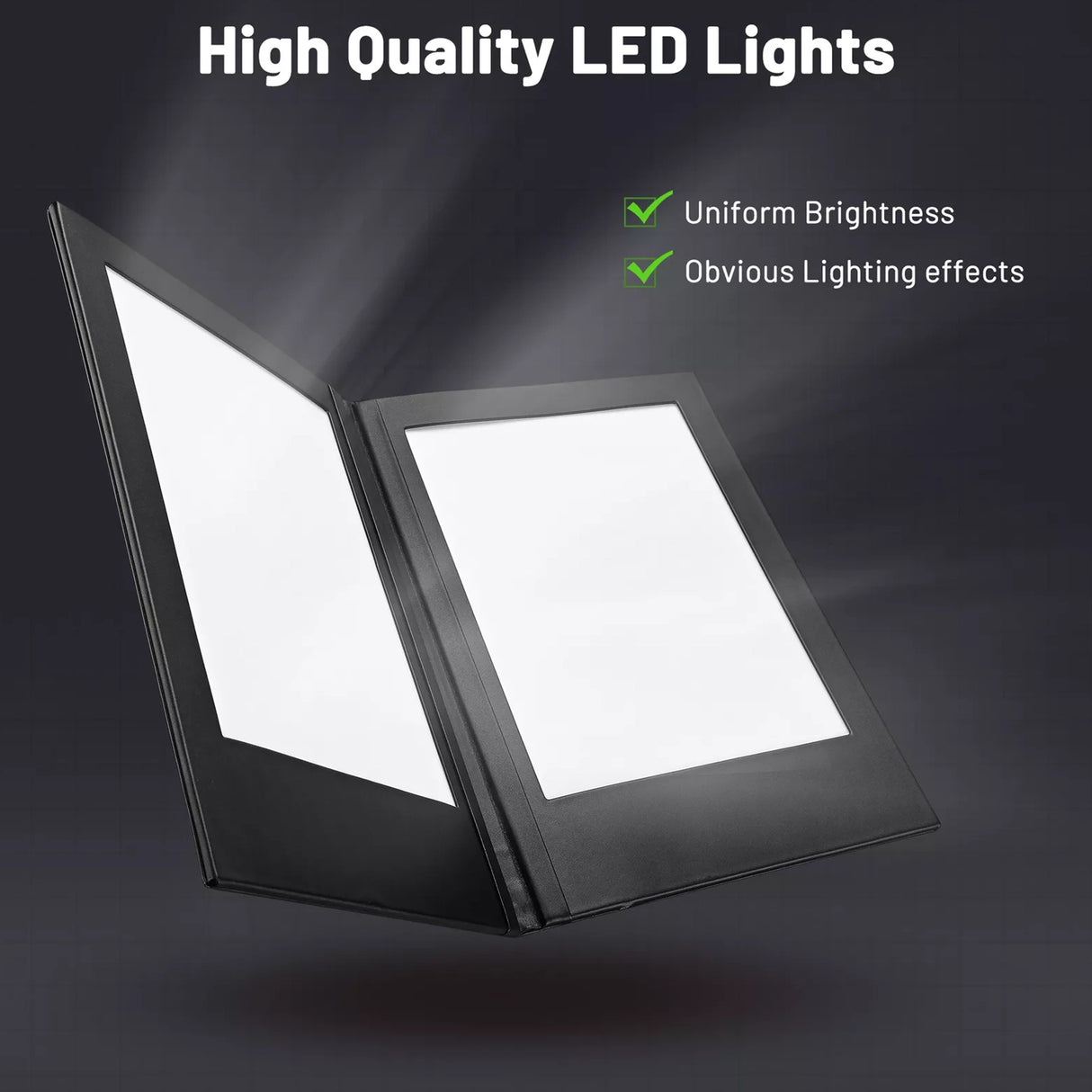LED Back Lit Light Menu Holder Cover Folding Double Panel