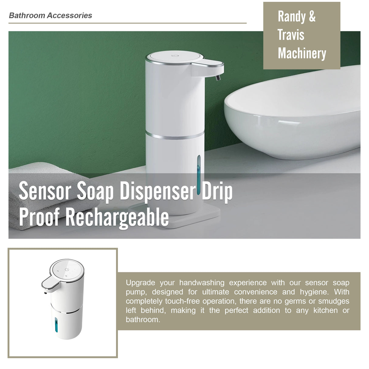 Sensor Soap Dispenser Drip Proof Rechargeable