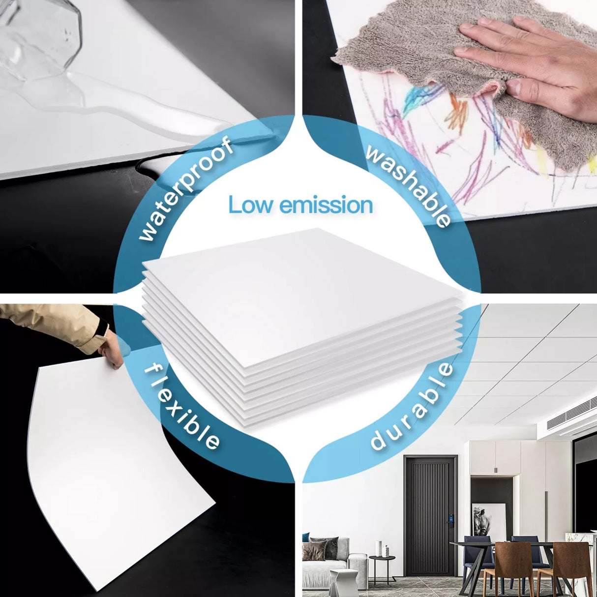 12x Smooth Drop Ceiling Tile 2ft x 2ft PVC Ceiling Panel
