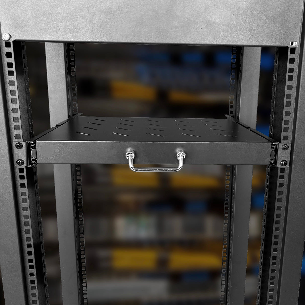 Sliding Rack Server Shelf 1U 19" 4 Post Mount – Adjustable 15" to 22" Rack Tray