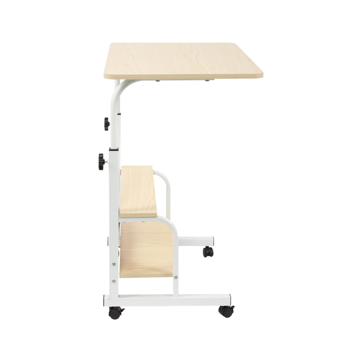 Height Adjustable Rolling Overbed Table 60cm Mobile Computer Desk