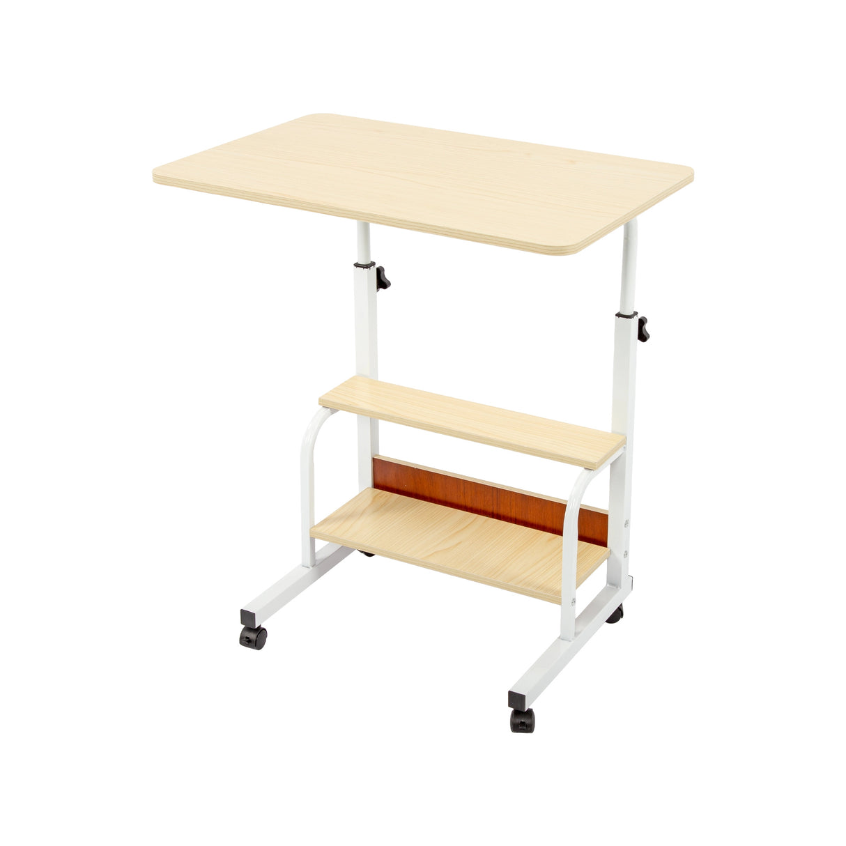Height Adjustable Rolling Overbed Table 60cm Mobile Computer Desk