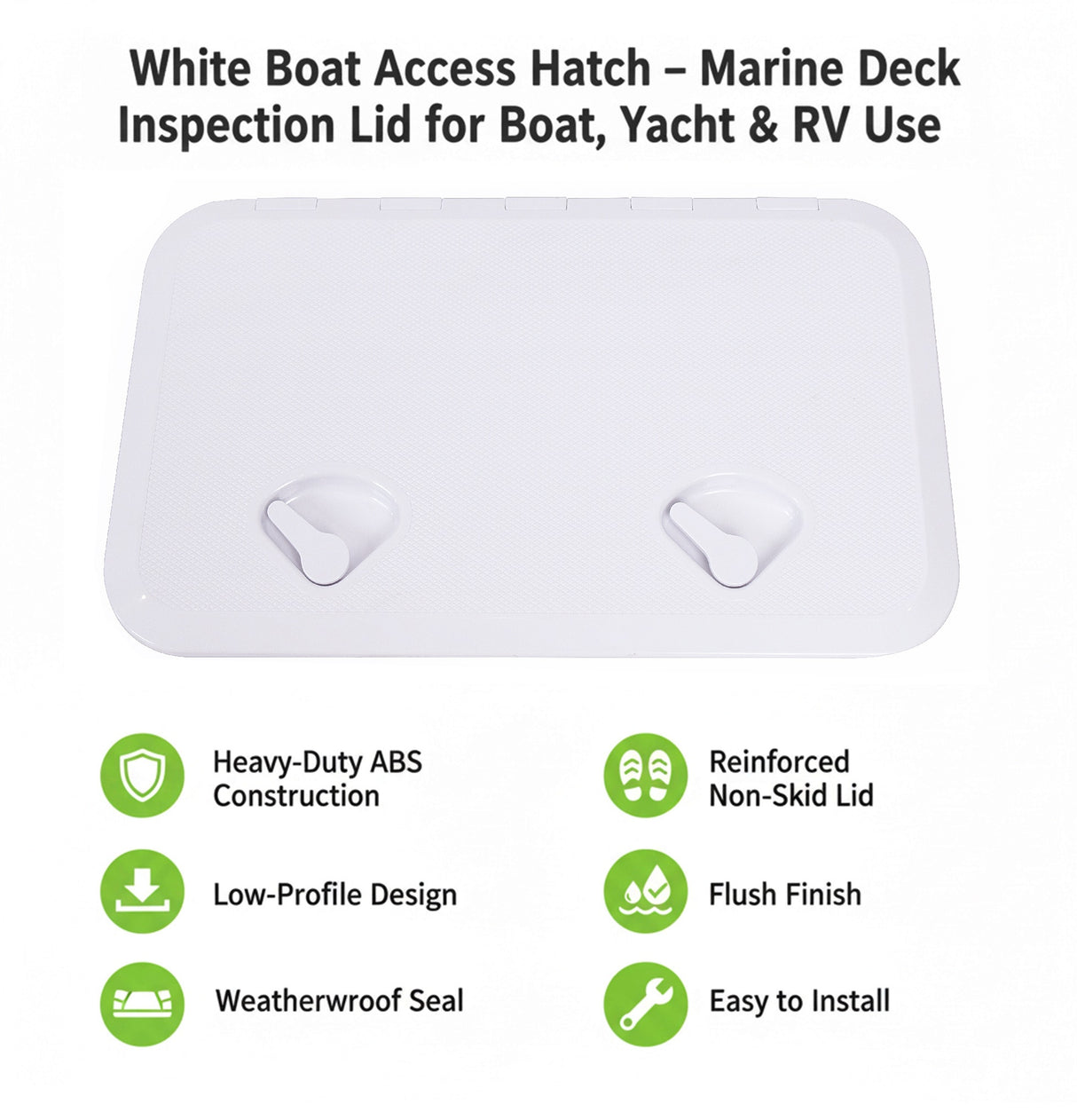 606 x 353mm White Boat Access Hatch – Marine Deck Inspection Lid for Boat, Yacht & RV Use