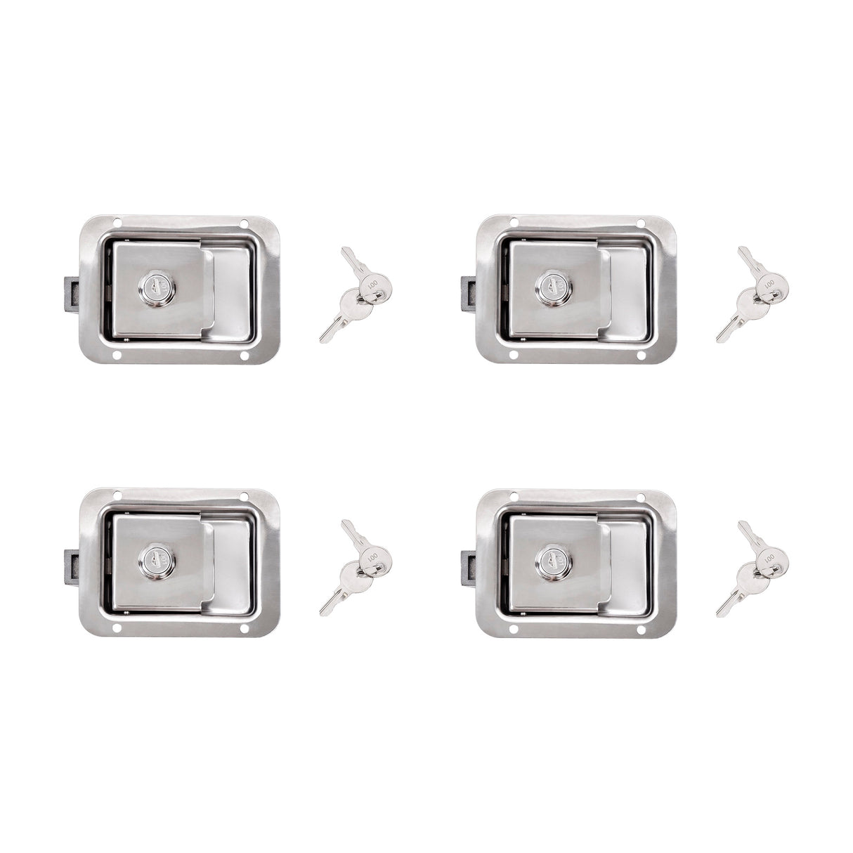 4 x Toolbox Lock Steel Paddle Handles – Heavy Duty Trailer Door Latch Set for Ute & Tool Cabinets